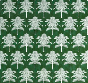 green and white palm print indoor and outdoor fabric