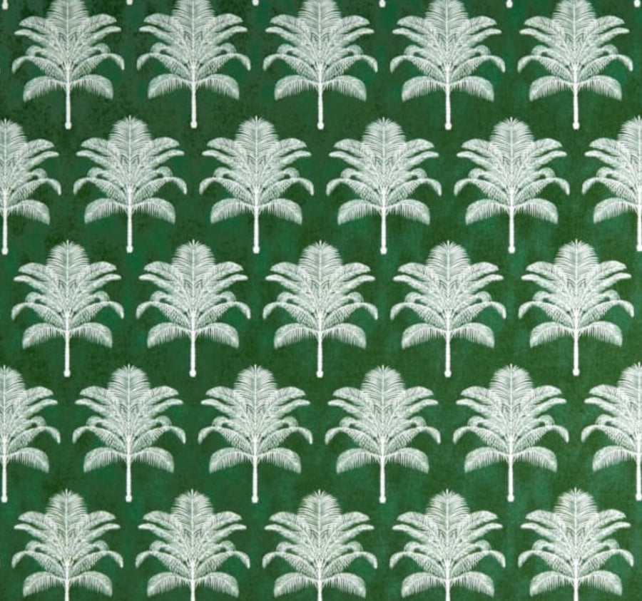 green and white palm print indoor and outdoor fabric
