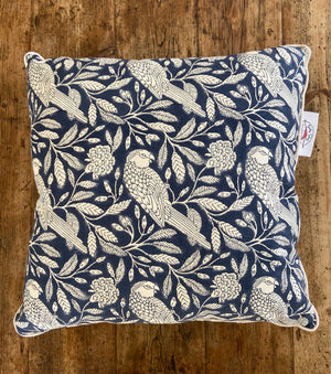 Blue and White bird print indoor cushion