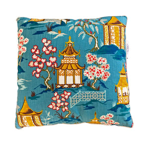 Japanese inspired bright blue cushion