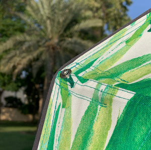 detail of coastal palm garden umbrella